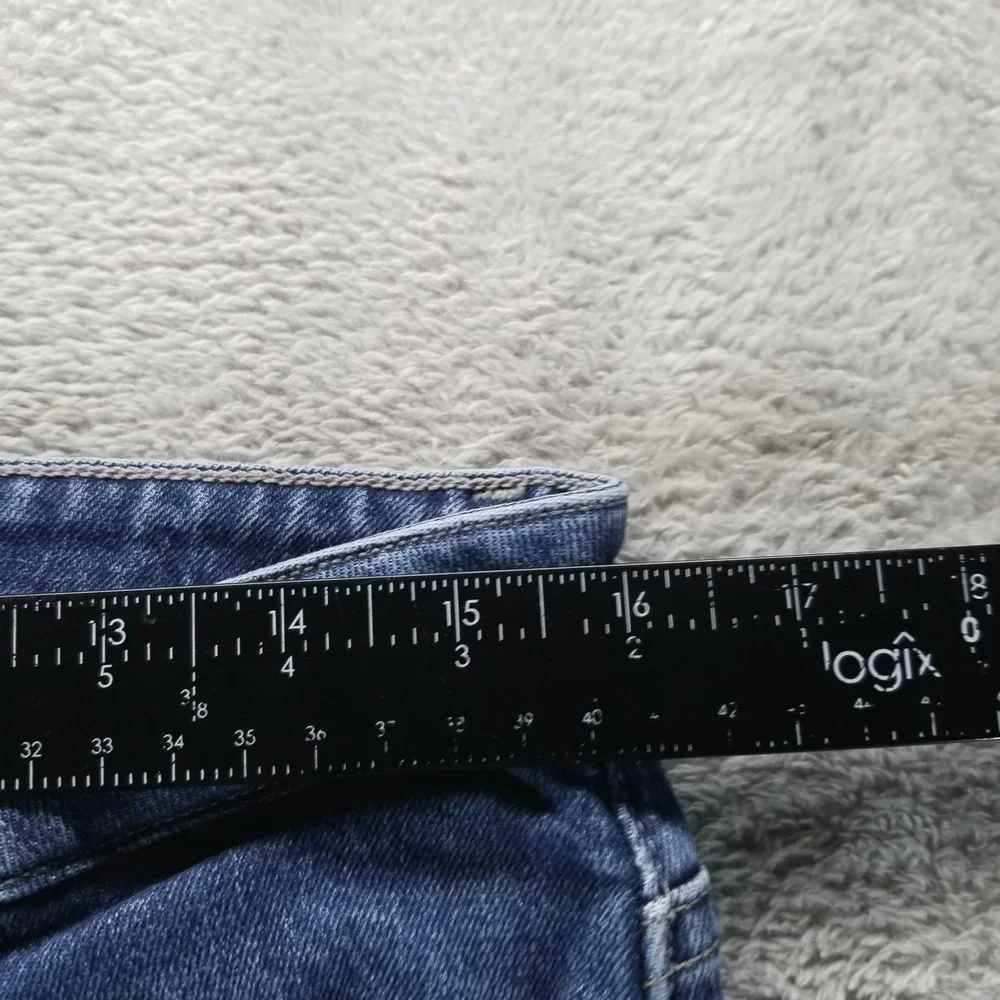 Paige Jeans Womens 30 Blue Colette Crop Flare Mid Rise Raw Fringe Stretch - Picture 6 of 10